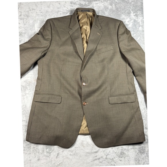 Lauren Ralph Lauren 50L Brown Houndstooth‎ 100% Wool Blazer Sport Coat - Picture 5 of 13